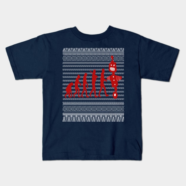 Robot Evolution Ugly Christmas Sweater Design Kids T-Shirt by Eric03091978